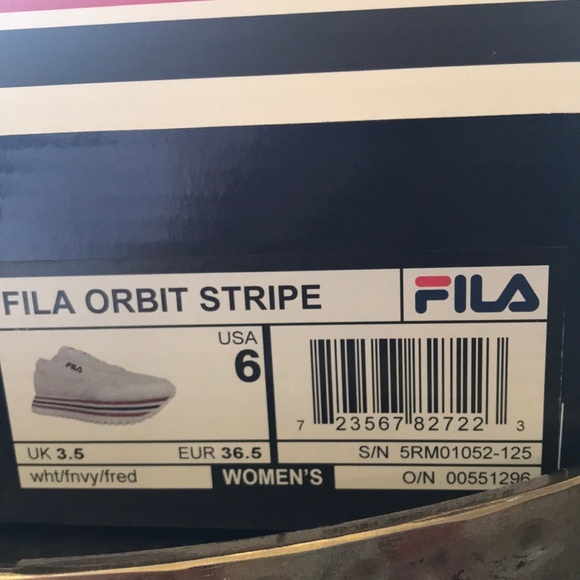 Fila Orbit Stripe Platform Sneakers White/Navy/Red - Picture 7 of 8